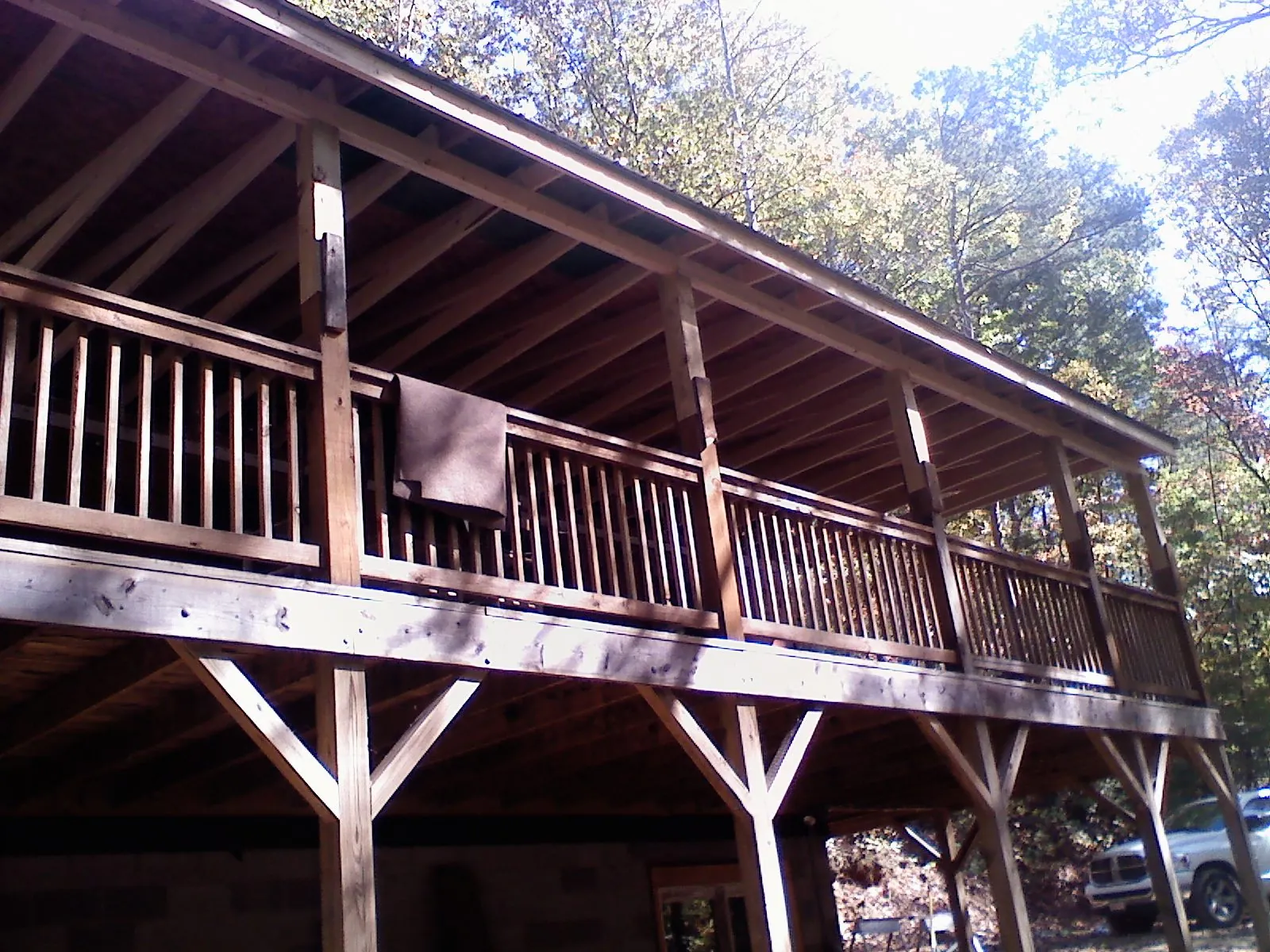 Timber framing under a new elevated porch and deck — Roof Leak Repair in Glen Ellyn by Roofing Brothers